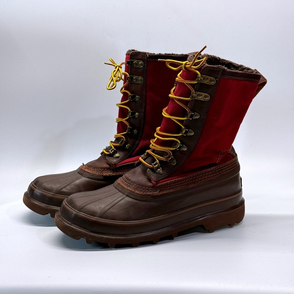 Duluth Trading Co Duck Boots Womens 11M Brown Red Winter Snow Rain Sherpa Lined